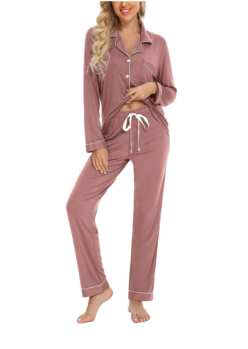 Long Cotton Pyjamas - Cinnamon