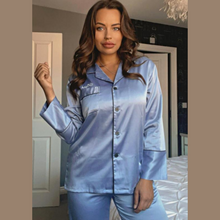Load image into Gallery viewer, Long Satin Pyjamas - Sky Blue
