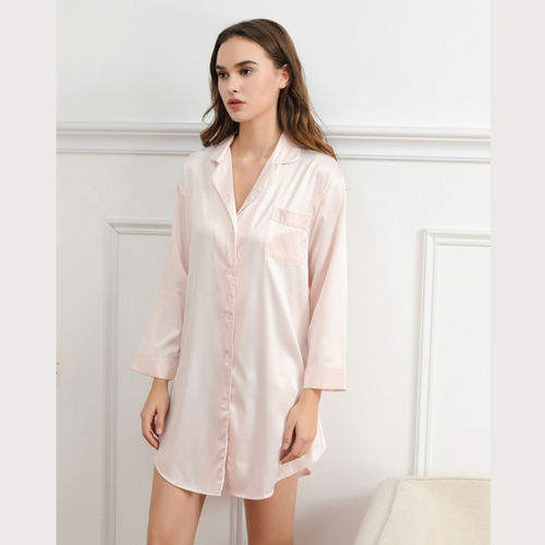 Satin Night Shirt - Blush