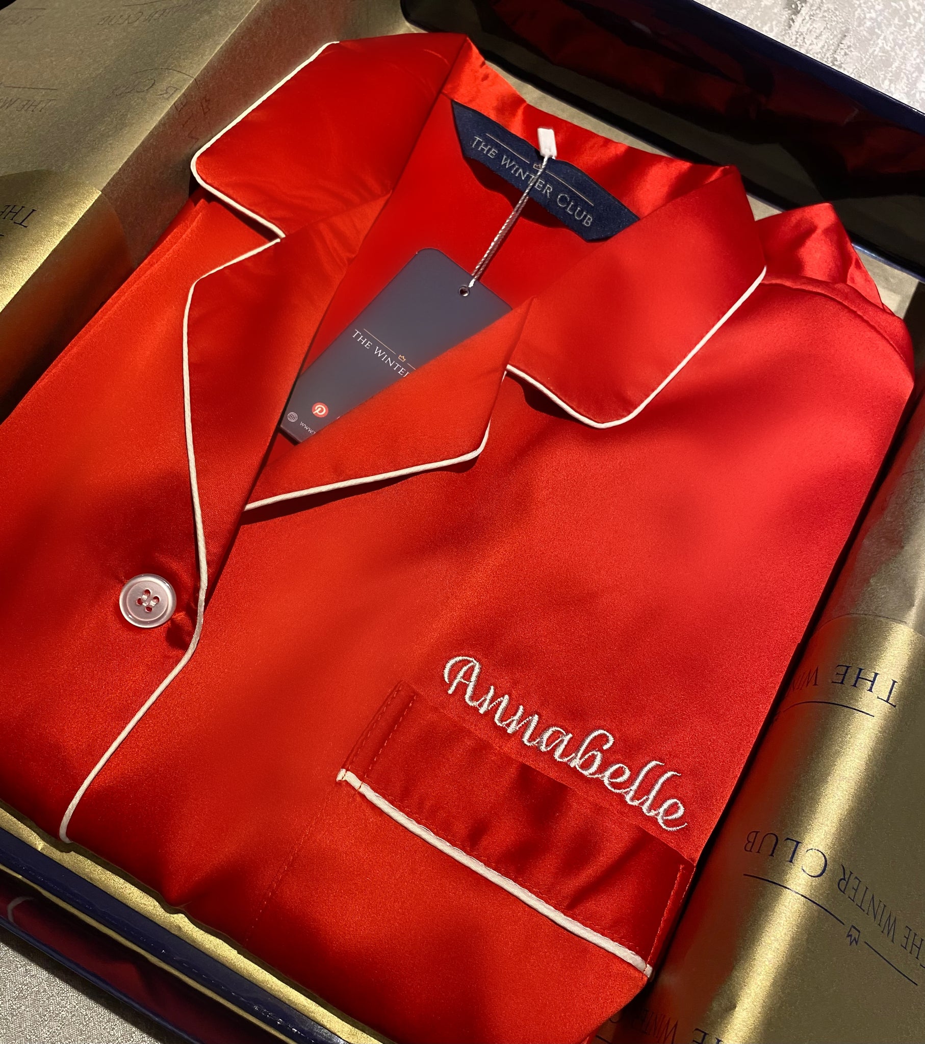 Navy Satin Night Shirt The Winter Club Luxury Sleep Wear