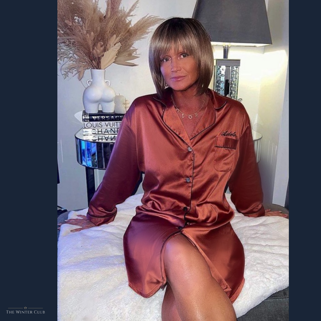 Copper Satin Night Shirt Luxury Silk Night Wear Shop Now The Winter Club