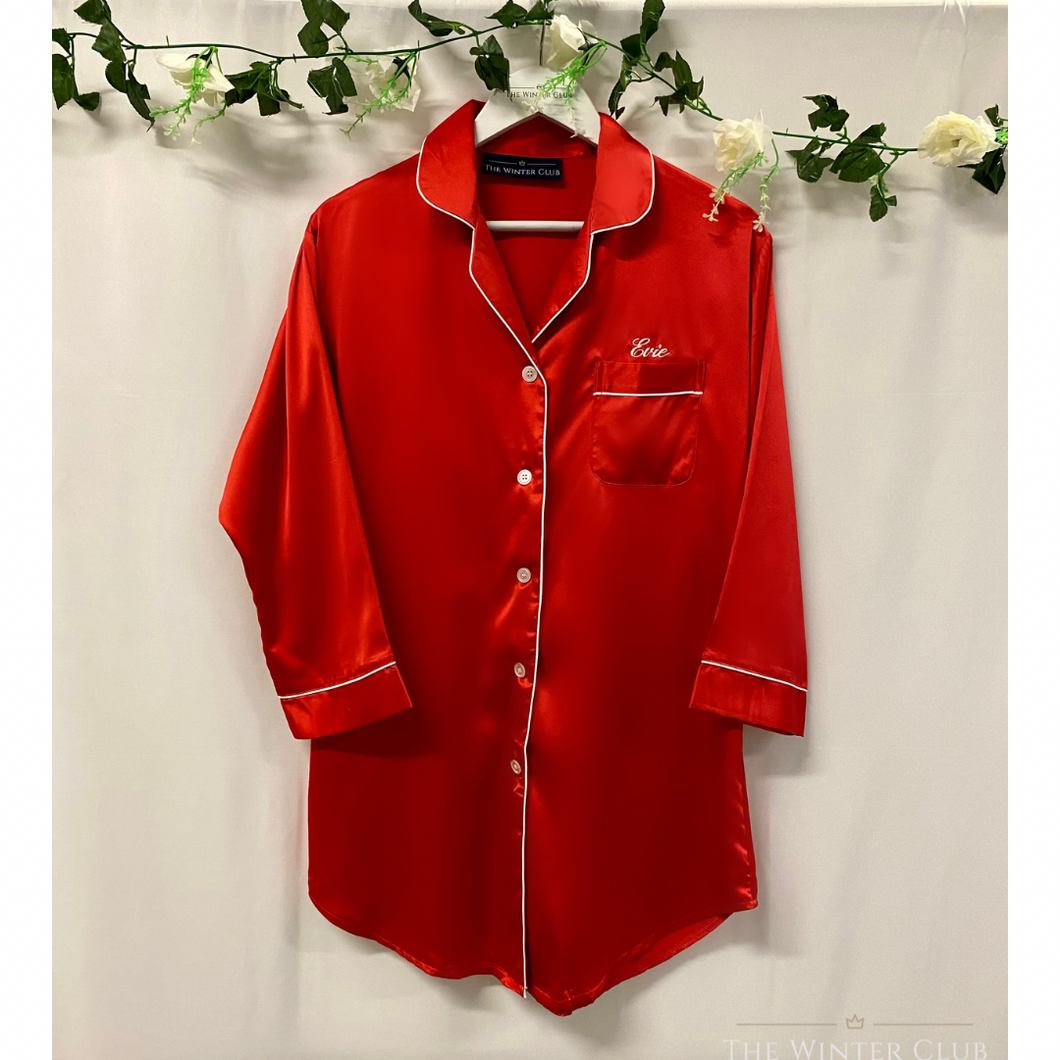 Satin Night Shirt - Red