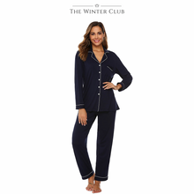 Load image into Gallery viewer, Long Cotton Pyjamas - Navy
