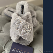 Load image into Gallery viewer, Faux Fur Crossover personalised slippers
