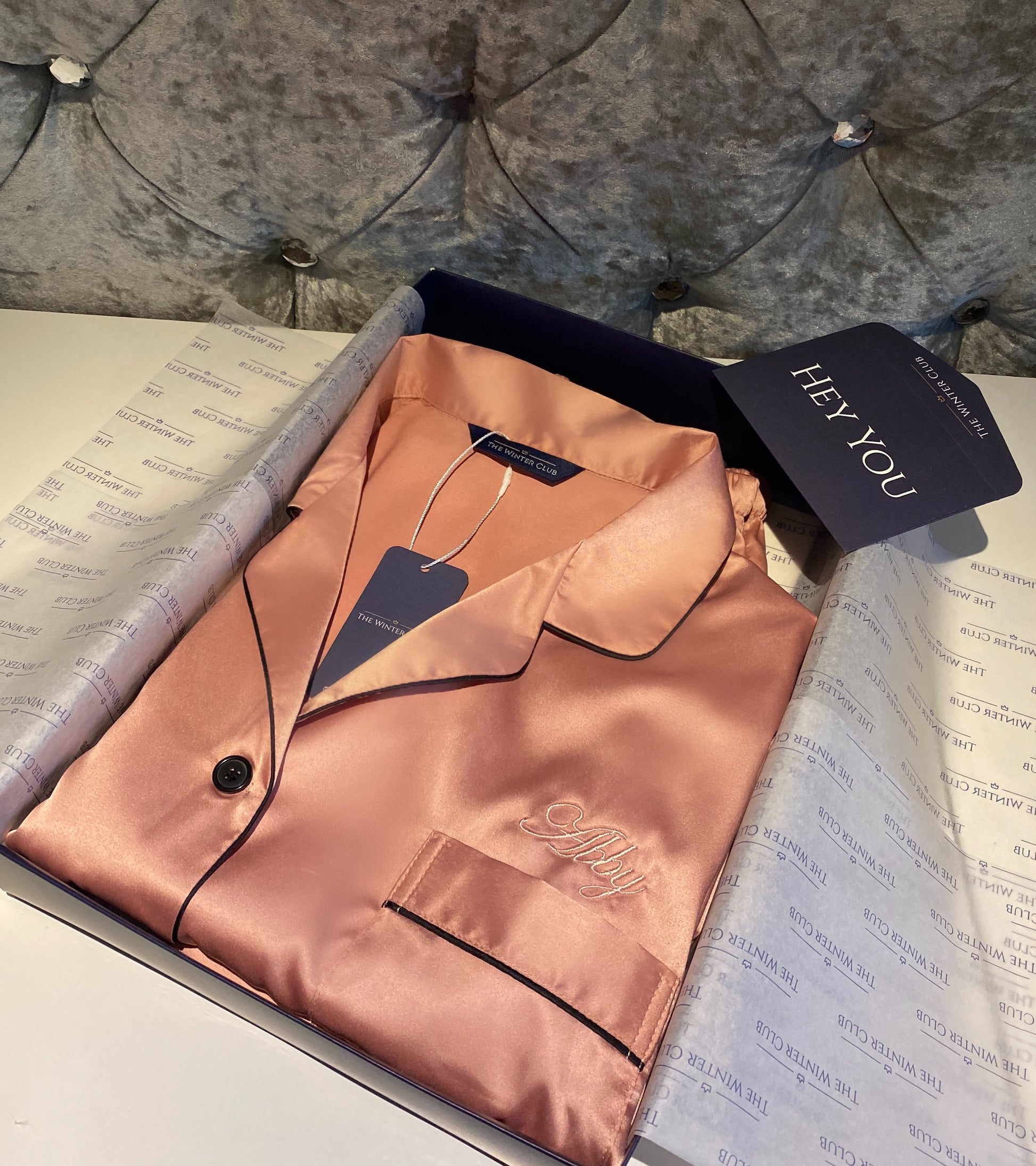 Long Sleeved Shorty Satin Pjs - Rose