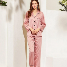 Load image into Gallery viewer, Rose Long Sleeve Satin Pyjamas
