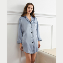 Load image into Gallery viewer, Satin Night Shirt - Sky Blue
