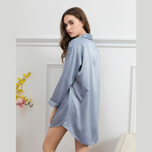 Load image into Gallery viewer, blue Satin Night Shirt 
