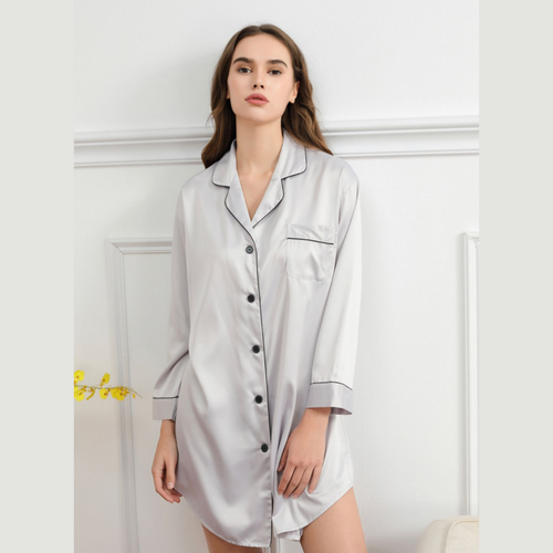 Satin Night Shirt - Silver
