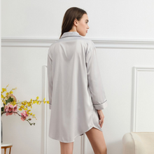 Load image into Gallery viewer, Silver Satin Night Shirt 
