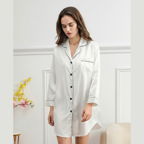 Satin Night Shirt - White