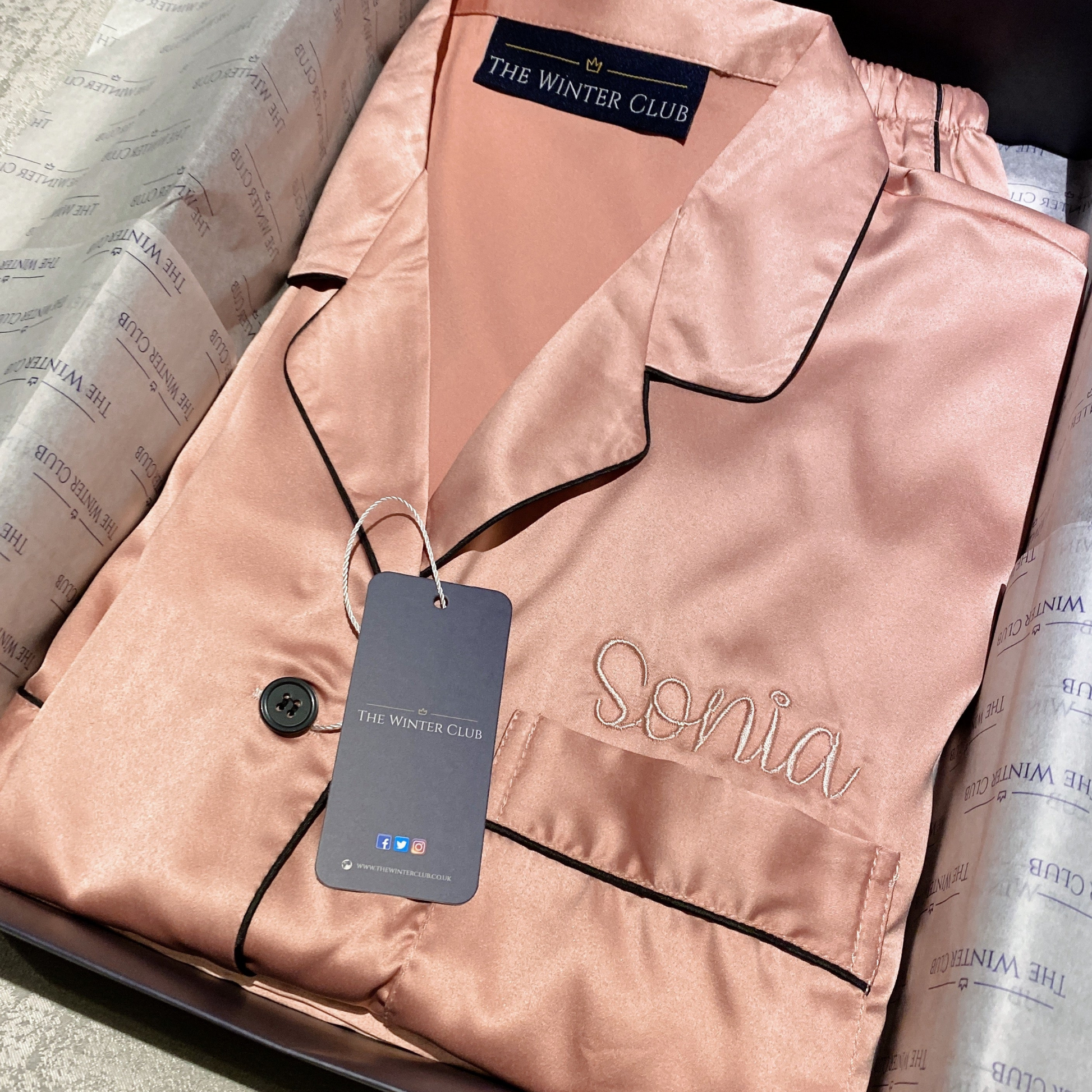 Long Sleeved Shorty Satin Pjs - Rose