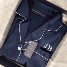Load image into Gallery viewer, Satin Night Shirt - Navy
